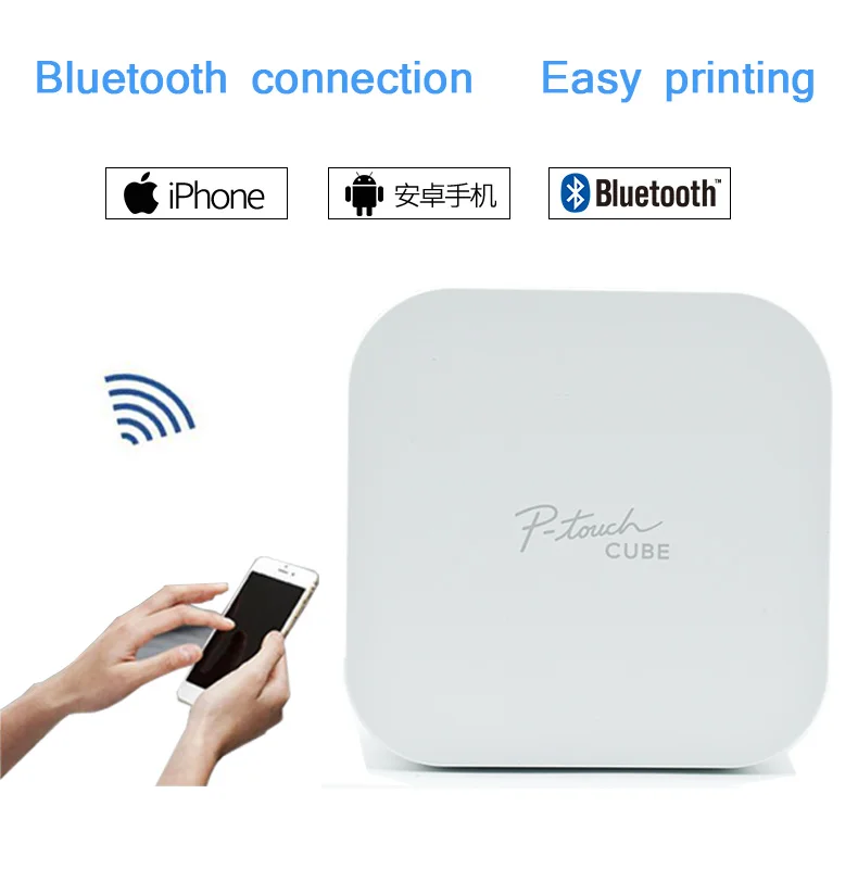 Brother PT-P300BT P-touch куб принтер этикеток мобильного телефона Bluetooth мини машинки для печати ярлыков брат костюмы костюм для 6/9/12 мм ленточная кассета