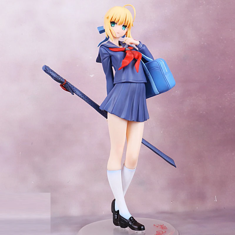 Аниме Фигурка bule saber 20 см Fate stay night Saber школьная форма стиль Фигурки игрушки