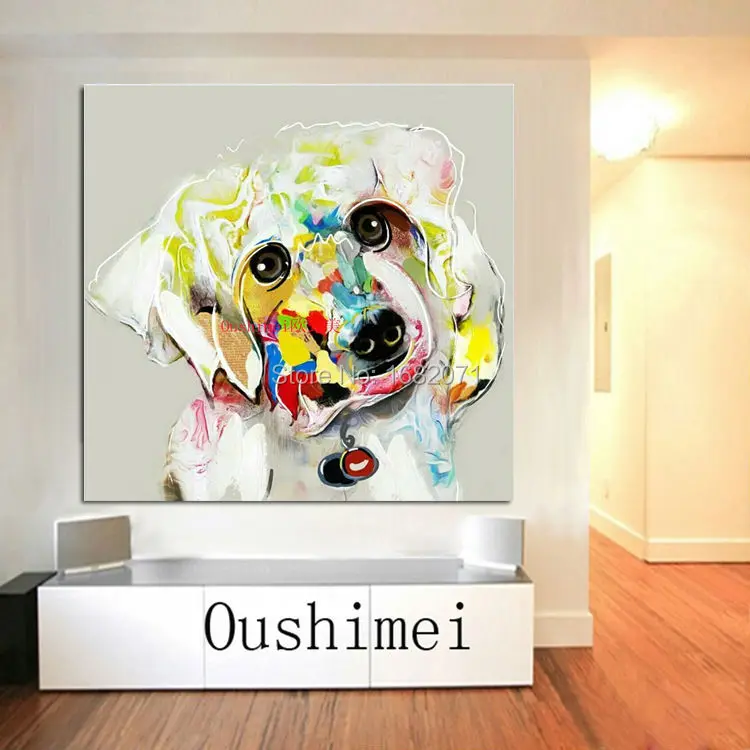

Strong Painter Team Hand-painted High Quality Modern Dog Oil Painting On Canvas Hand-painted Animal Dog Decorative Painting