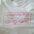 PUDO HJN симпатичная футболка с рисунком нервной живописи унисекс Tumblr модная футболка с цитатами Летняя Повседневная белая рубашка Топы