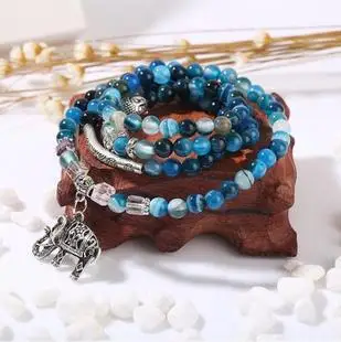 Природный Кристалл синий Изысканный Слон подвеска Multi Thai Amulets шарик из
