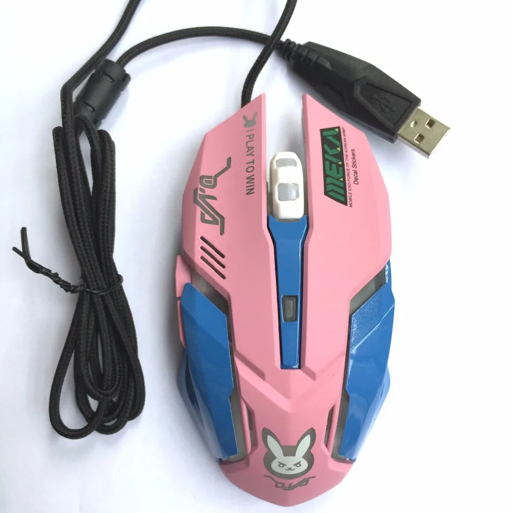 6 кнопок, игровая дышащая светодиодная мышь с подсветкой, D. VA Reaper, проводная USB компьютерная мышь для ПК и Mac, геймеров Overwatch