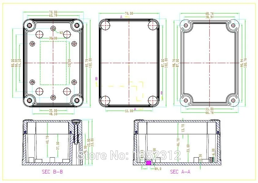 

Free shipping 102*70*52mm ip68 plastic waterproof enclosure Instrument junction box weatherproof DIY project control switch box