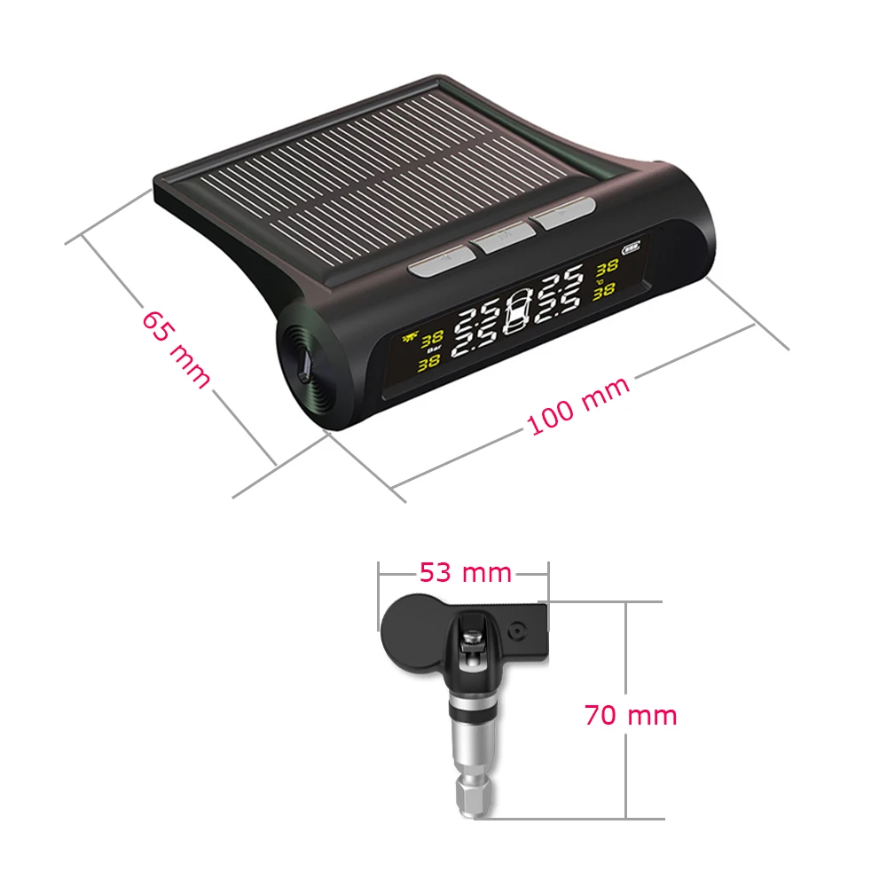 SMARTECH TPMS автомобильная система контроля давления в шинах, солнечный дисплей, 4 внутренних/внешних датчика Предупреждение предупреждение о температуре