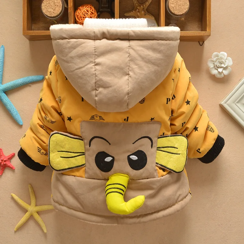 Retail Baby Boys Elephant Winter Coat Children Outerwear Kids Cotton Thick Warm Hoodies Jacket Girls Clothing In Stock | Детская одежда