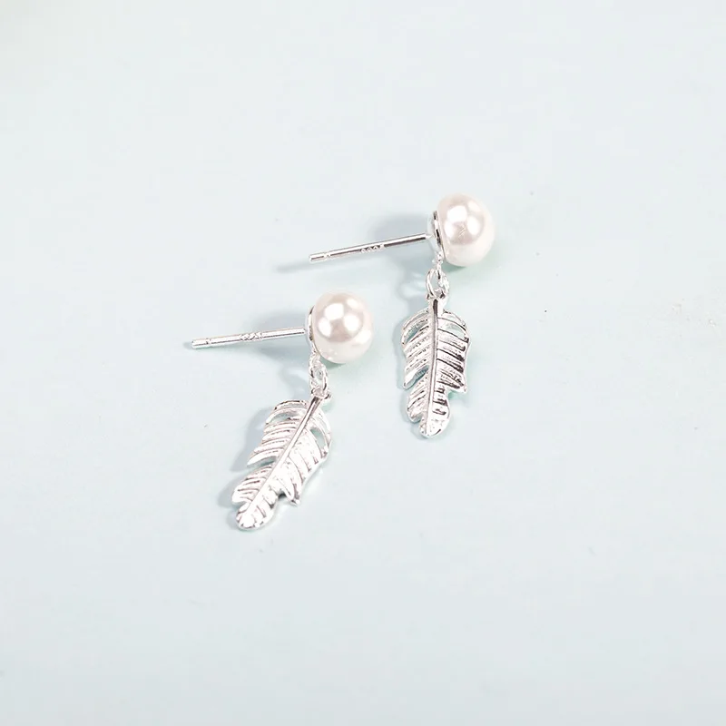Серьги из стерлингового серебра S925 пробы с листьями креативные ювелирные