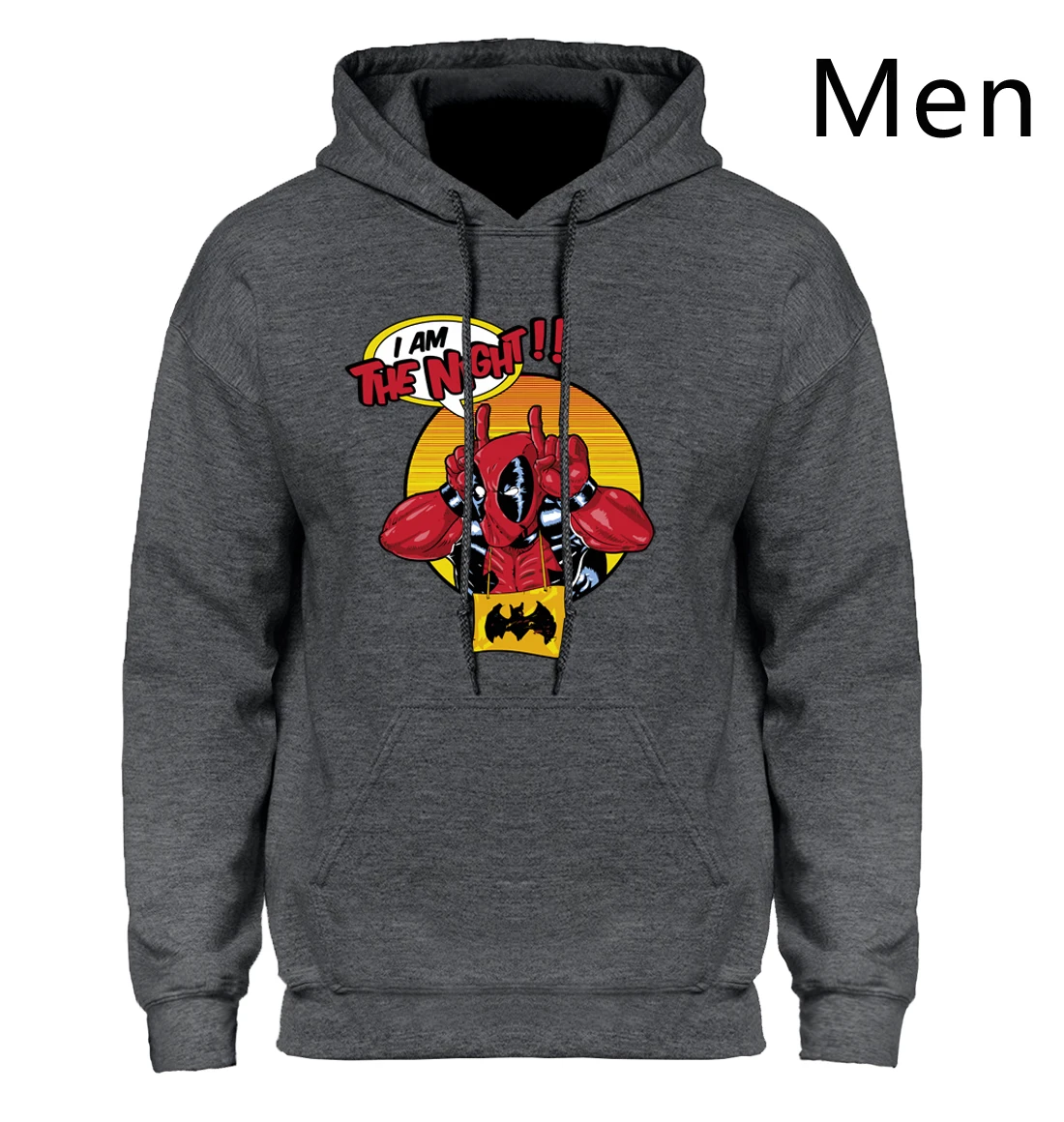 Мужская толстовка с капюшоном Deadpool, толстовка с капюшоном I Am The Night, забавные толстовки с капюшоном Dead Pool, мужские толстовки, зимние, Осенние, черные, белые толстовки - Цвет: Dark Gray