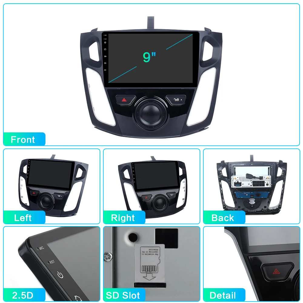 Dasaita Android 9,0 4G 32G Автомагнитола для Ford Focus 2012 2013 мультимедиа с " ips сенсорный экран 4*50 Вт MP4 WMA 4k