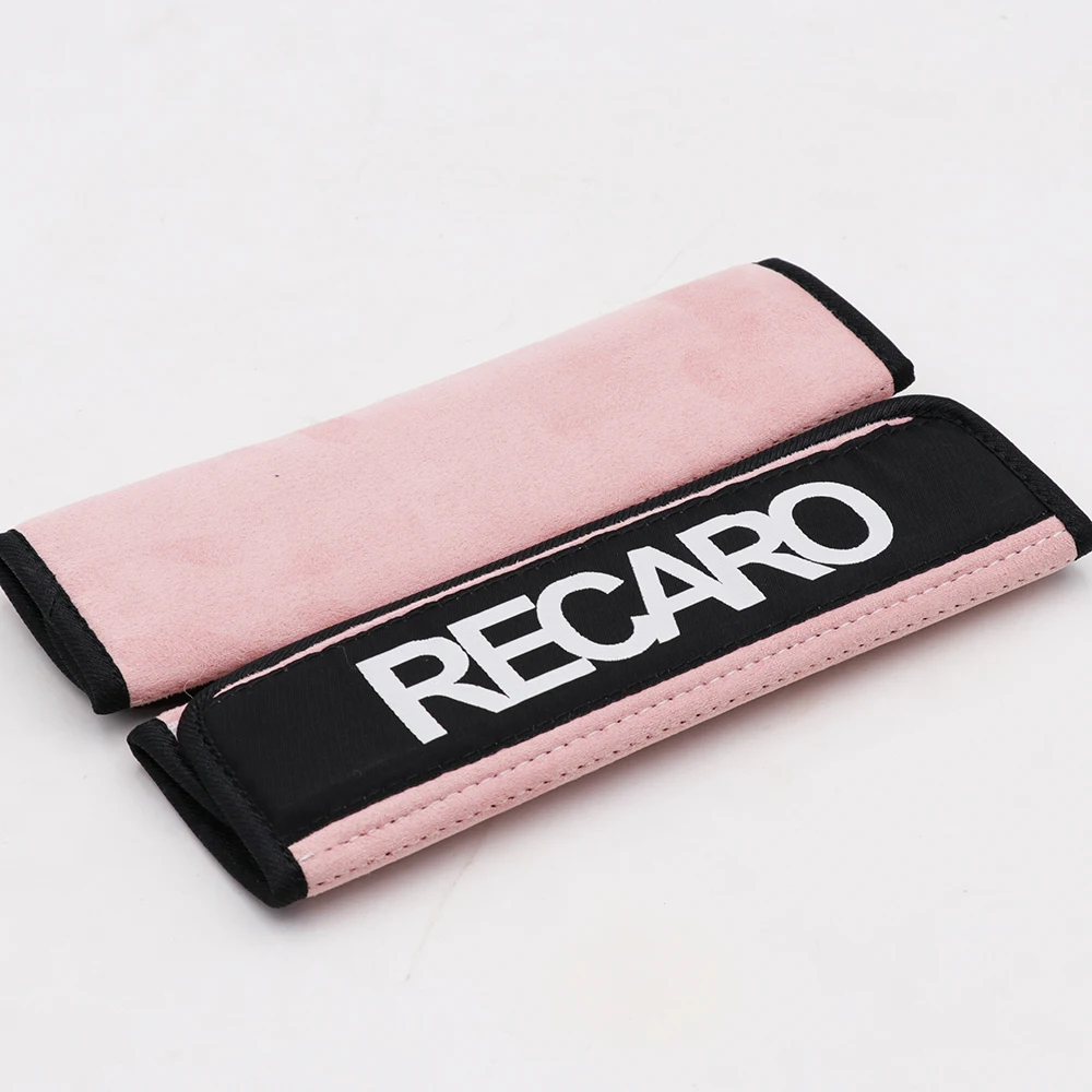 JDM СТИЛЬ RECARO предохранительный ремень безопасности Чехол плечевой ремень колодки для гоночного автомобиля ремень безопасности - Название цвета: Розовый