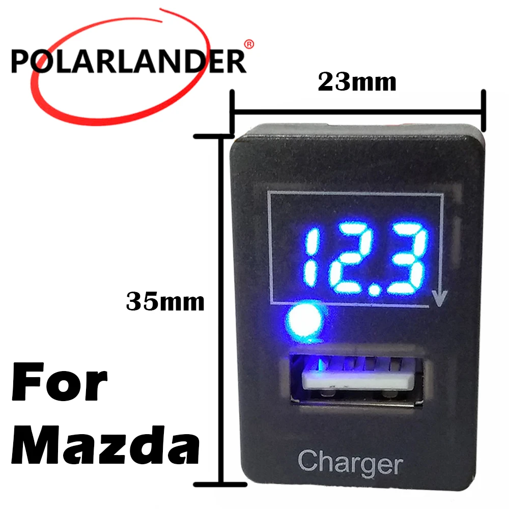 For M azda USB Автомобильное зарядное устройство светодиодный светильник напряжение дисплей 12 В 2.1A для Honda для Toyota для Nissan для Mitsubishi для Suzuki для Mazda - Название цвета: For M azda