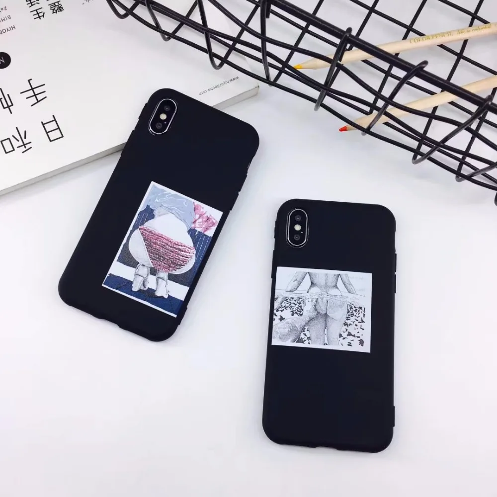 IMIDO Funny Cartoon Phone Case For iphone X Cover Touch arse sexy Abstract Letter Print 6S 6 Plus 7 8 plus | Мобильные телефоны и