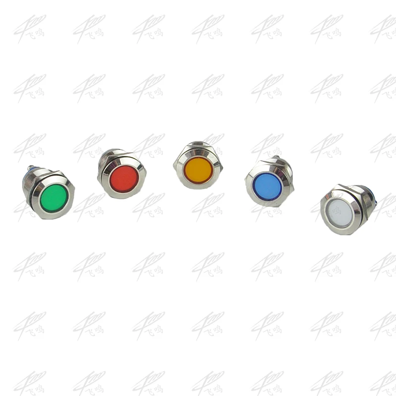 Светодиодный металлический индикатор плоский 10 мм водонепроницаемый сигнальный