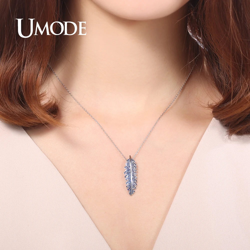 Женская Длинная цепочка с подвеской UMODE UN0250C украшение синими австрийскими