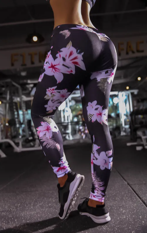 Сексуальный костюм для йоги комплект из 2 предметов с цветочным принтом