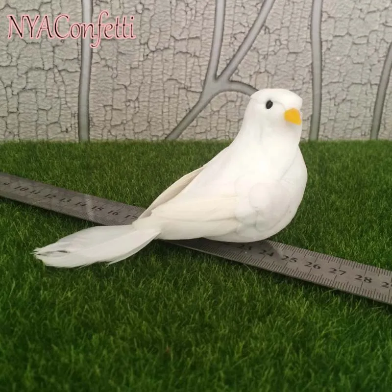

NYAC,13-14*4*6CM Decorative White Foam Feather Bird Ornaments,12PCS Artificial Small Dove With Foot,DIY Decoration For Wedding