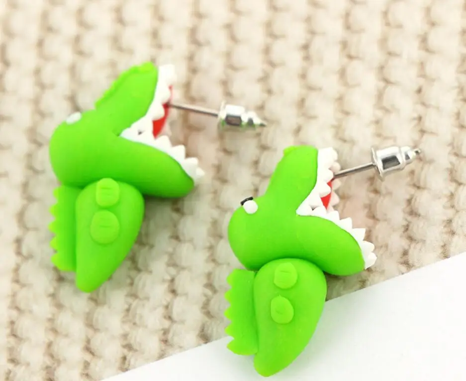 Серьги-гвоздики женские из полимерной глины с 3d-изображением животных |