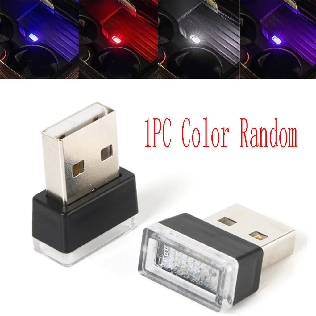 Гибкая миниатюрная Светодиодная лампа с USB разъемом цветная для автомобиля