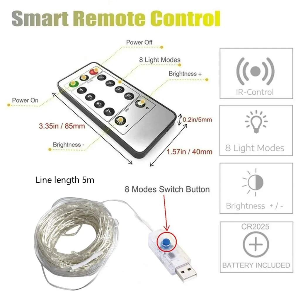 50LEDs Remote &amp Timer Outdoor Globe String Lights 8 Modes Battery Operated Copper Wire Fairy | Освещение