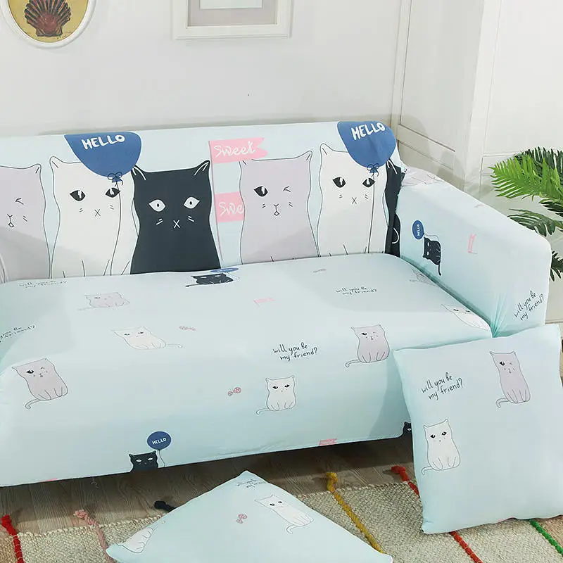 Модный милый кот защита для дивана крышка Гостиная Чехлы кресел секционные L