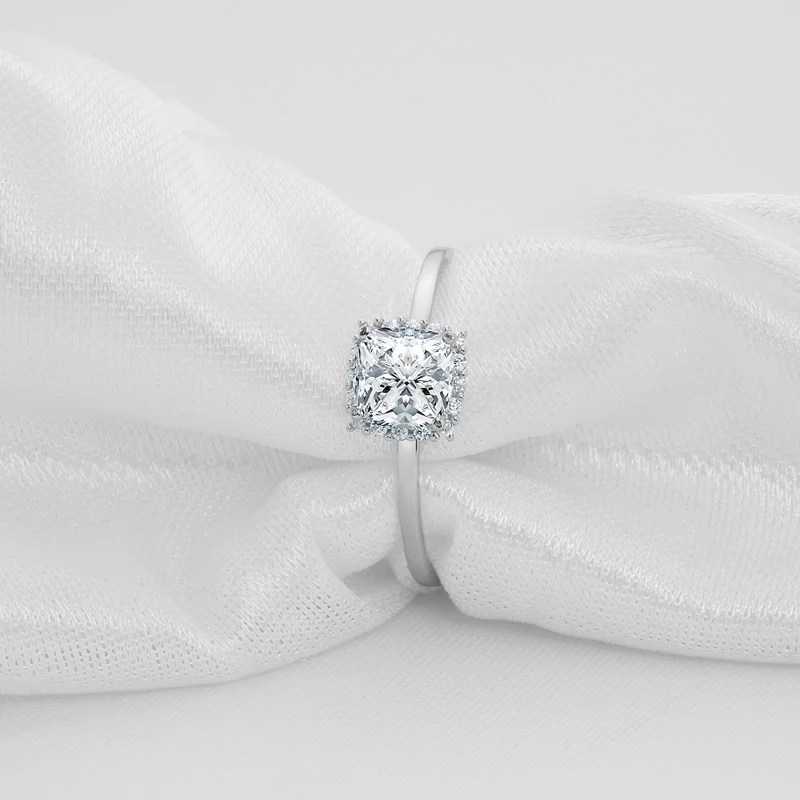 Кольцо женское из серебра 0 5 карат с подушкой|cushion cut|925 sterling silver ringsterling rings |