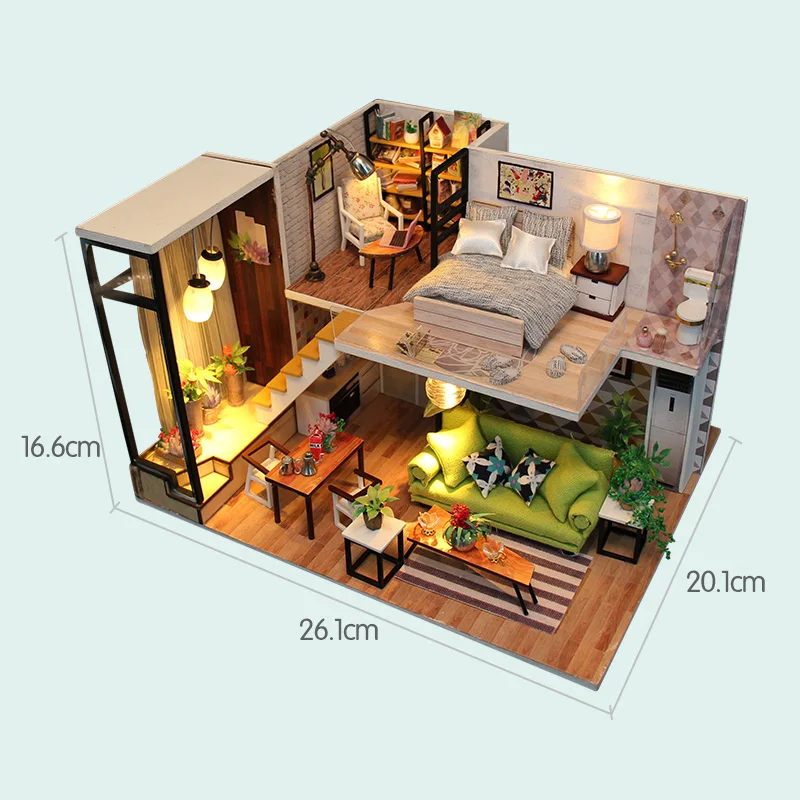 

LED Light DIY Model Doll House Miniature DollHouse Furniture 3D Wooden Mini Dollhouse Handmade Gift Toys For Children M030