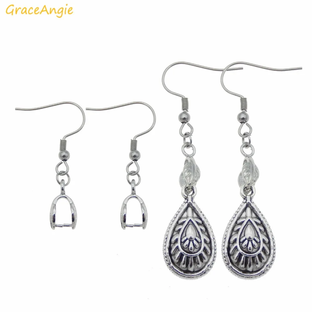 GraceAngie 5pairs/lot Stainless Steel Silver Earring Wire Hooks with Pinch Clip Bail Findings For DIY Making Accessories | Украшения и