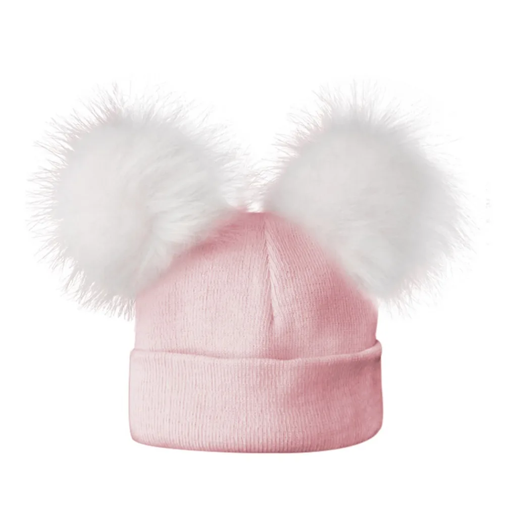2017 зимняя вязаная шапка из искусственного меха енота для маленьких девочек и