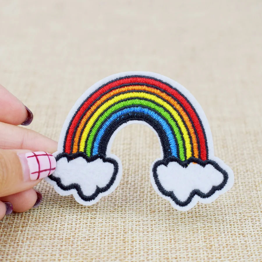 10 шт. радужные нашивки с облаком для вышивки одежды железные аппликацией