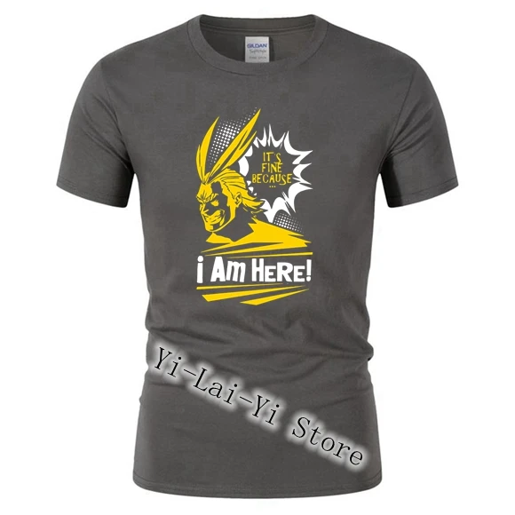 Я здесь! Мужская футболка с надписью My Hero Academy All Might 15 цветов футболки отличного