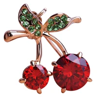 madrry cute red cherry brooches for women prong setting crystal broches gold color broach dress scarf pins suit brooch pin gifts