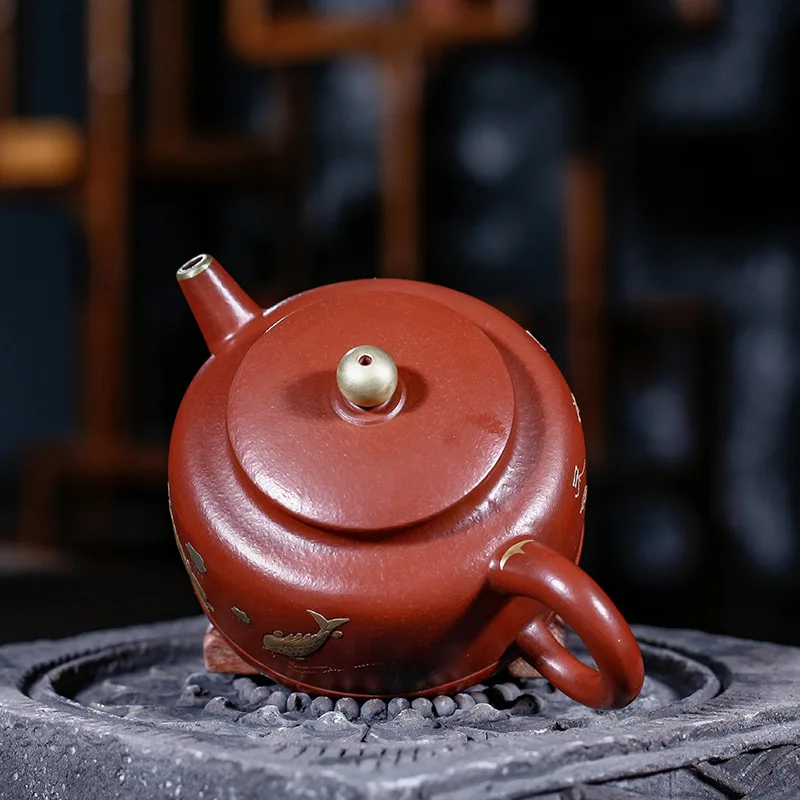 Old Kettle Yixing Dark-red Enameled Pottery Teapot Bright Red Robe Zhou Guizhen Manual Famous Wholesale Tea Set Agent | Дом и сад