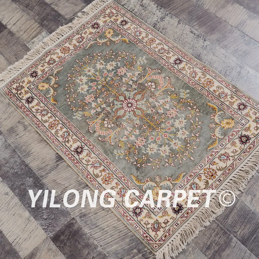 Ковер YILONG 2 &quotx 3&quot Кашан фарсированные ковры ручной работы тонкий светло-зеленый