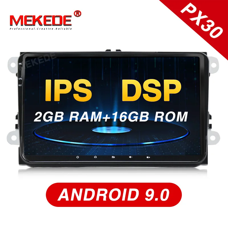 Mekede PX30 DSP+ ips android 9,0 автомобильный мультимедийный плеер навигация gps DVD для VW/Golf/Tiguan/Skoda/Fabia/Rapid/Seat/Leon wifi BT