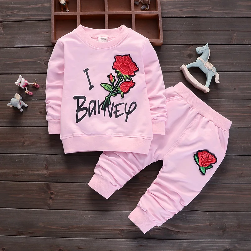 BibiCola/Комплекты одежды для маленьких девочек Осень детская Цветы письмо Толстая