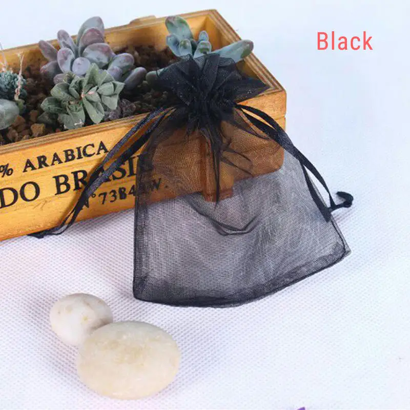 black Kejialai 7x9 10x12 10x15 13x18 см 50 шт. 17 цветов сумка для ювелирных изделий свадебный подарок мешочек из органзы для ювелирных изделий упаковка для ювелирных изделий - Цвет: black