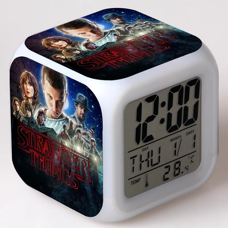 Будильник с аниме очень странные дела настольные цифровые светодиодные часы