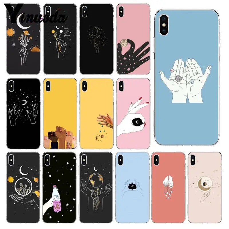 Чехол Yinuoda Sun and moon planet на ладони для Apple iPhone 8 7 6 6S Plus X XS MAX 5 5S SE XR|Чехлы-накладки| |