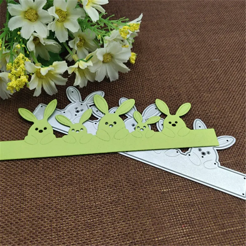 Пасхальный кролик семейный металлический прорезной трафарет для окраски DIY