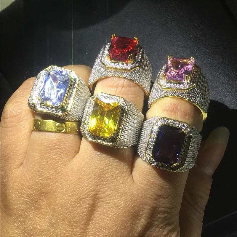 Кольцо обручальное мужское с белым цирконом модное кольцо крупным фиолетовым и