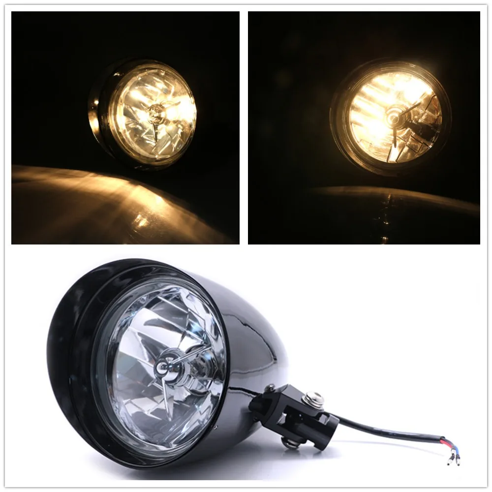Фары 12V козырек для мотоцикла пуля головной светильник черного цвета Harley Bobber Chopper