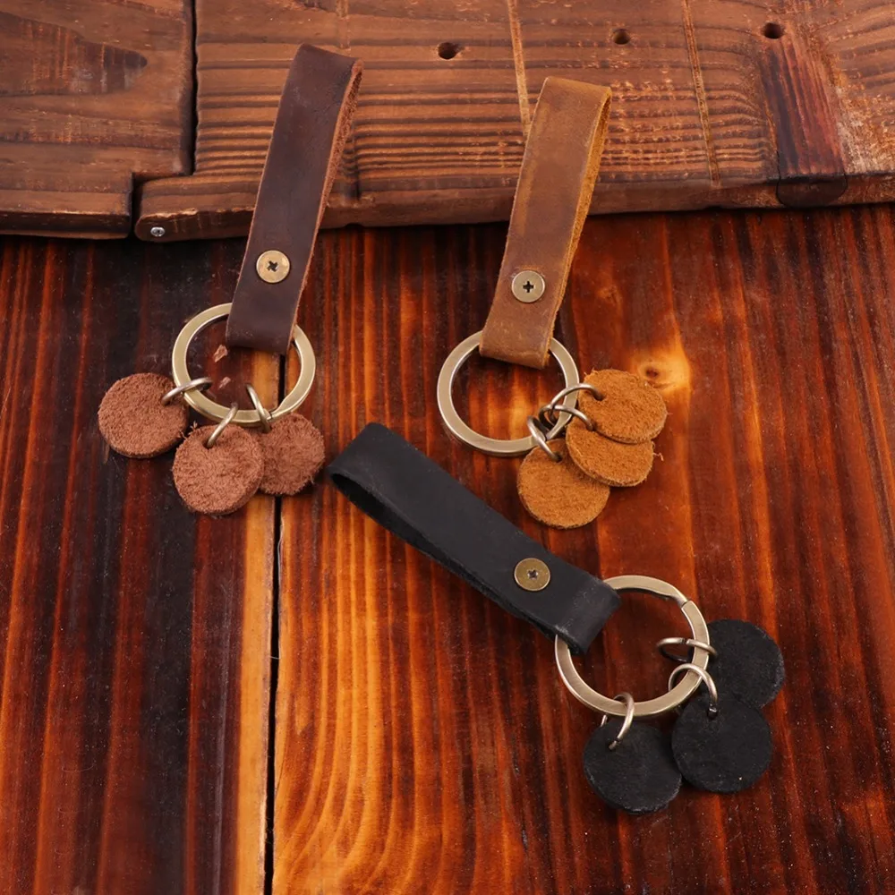 Брелок унисекс из натуральной кожи многофункциональный винтажный брелок для