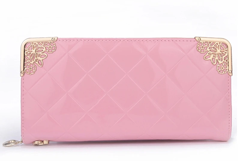 Модные женские кошельки из лакированной искусственной кожи клетчатые дамские