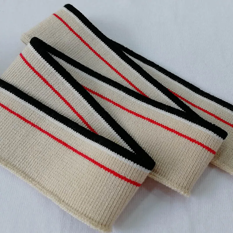 Khaki red black 1 JIETAI красочные мерсеризованный хлопок трикотажные полосы ребра ткань тканевые аксессуары DIY воротник манжеты подол нижний воротник ничья текстурирование - Цвет: Khaki red black 1