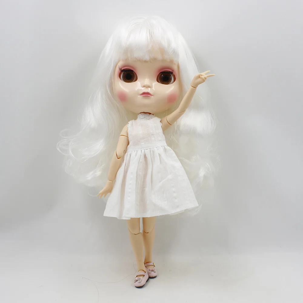 Ледяной DBS шарнирная кукла Blyth одежда белое платье розовый плащ игрушка