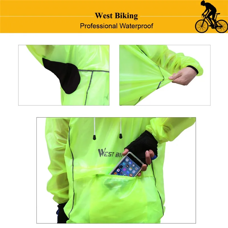 WEST BIKING светоотражающий плащ для велоспорта, ветрозащитная Водонепроницаемая ветровка для велосипеда, Джерси для горной дороги, велосипедный плащ для велоспорта