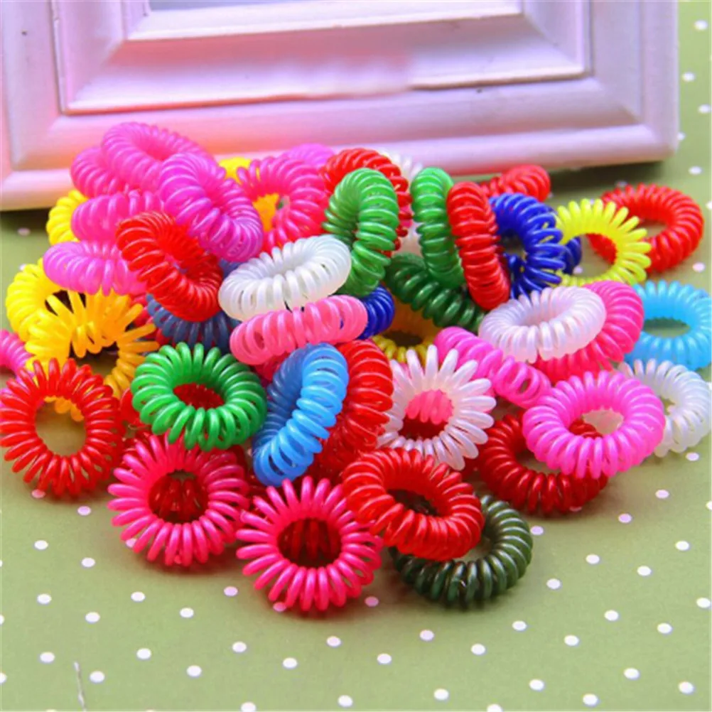 10Pcs Elastic Clear Telephone Wire Hair Bands Plastic Spring Gum For Hair Ties No Crease Coil Hair Tie Ponytail Hair Accessories images - 6