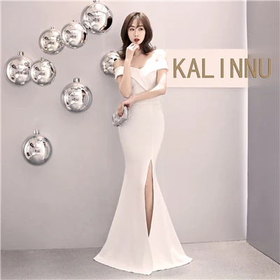 Халат femme vestidos женское платье Элегантное красное платье с открытыми плечами Сексуальные вечерние платья для ночного клуба длина до пола Elbise вечерние платья - Цвет: White