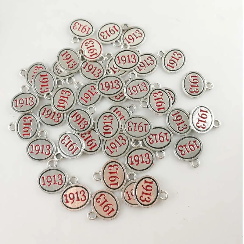 Just charm Женский клуб греческий Дельта Сигма Тета DST Подвеска из эмали Красный 1913 буква Шарм 30 шт./партия - Окраска металла: Just charm
