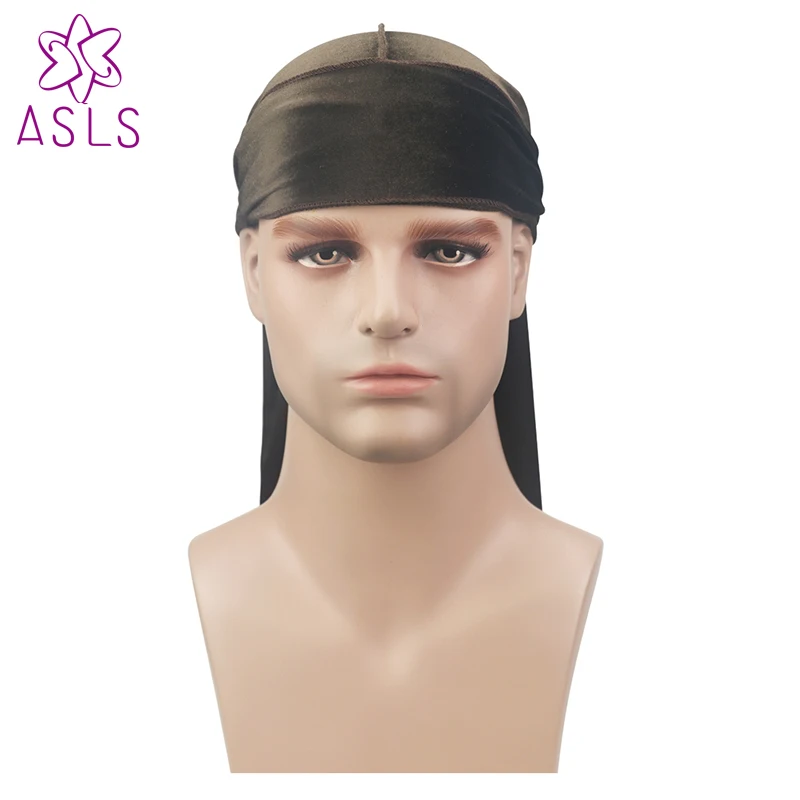 Новые роскошные для мужчин пространство бархат Durags Бандана тюрбан шляпы парики Doo Durag Байкер удлиненные бретели для нижнего белья стежка снаружи Durags