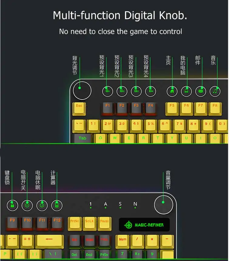 MAGIC REFINER MK13 104 ключ USB Проводная Подсветка ноутбука настольная Механическая игровая клавиатура PBT Keycap синяя Механическая ось